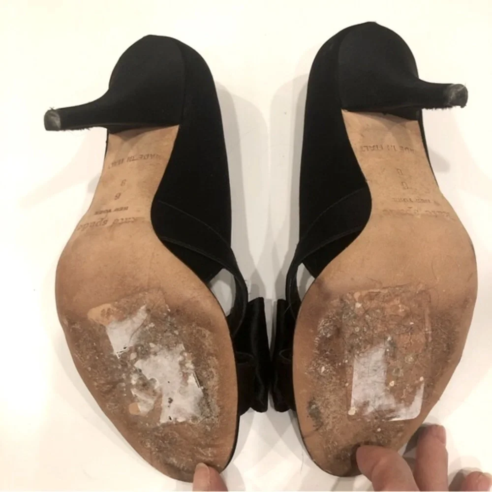 Kate Spade Hera black satin high heeled pumps